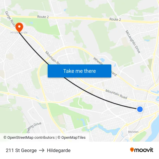 211 St George to Hildegarde map