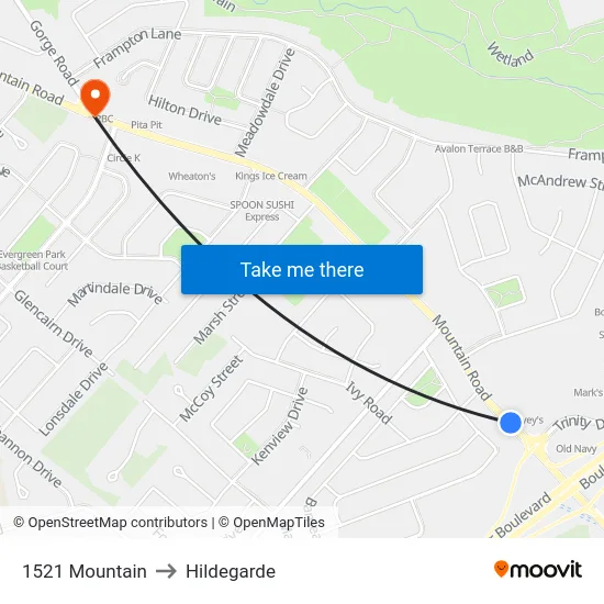 1521 Mountain to Hildegarde map