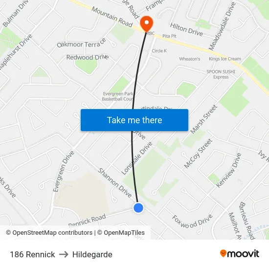 186 Rennick to Hildegarde map