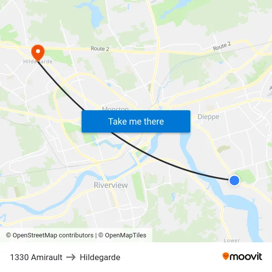 1330 Amirault to Hildegarde map