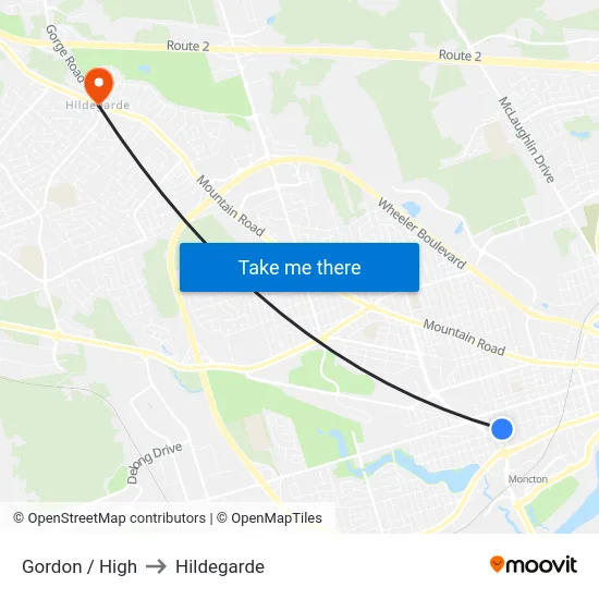 Gordon / High to Hildegarde map