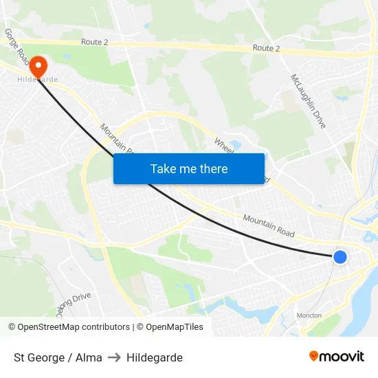 St George / Alma to Hildegarde map