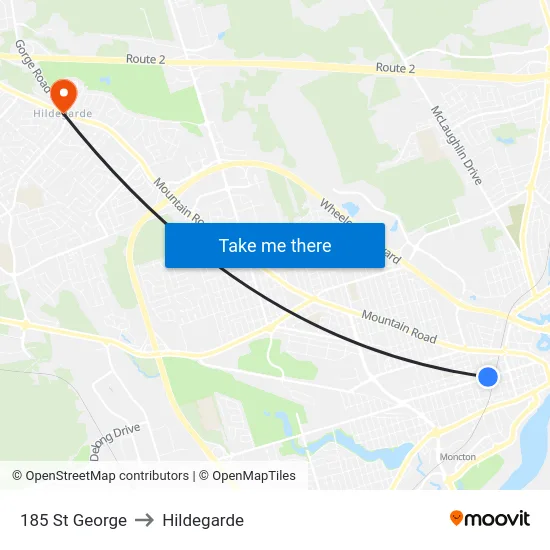 185 St George to Hildegarde map