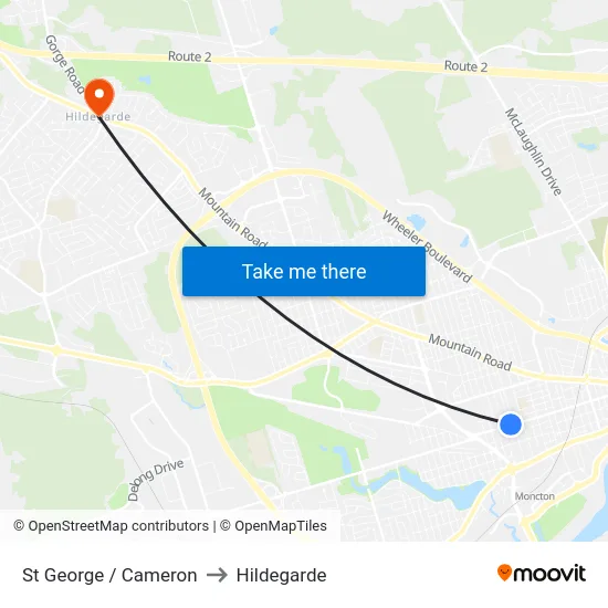 St George / Cameron to Hildegarde map