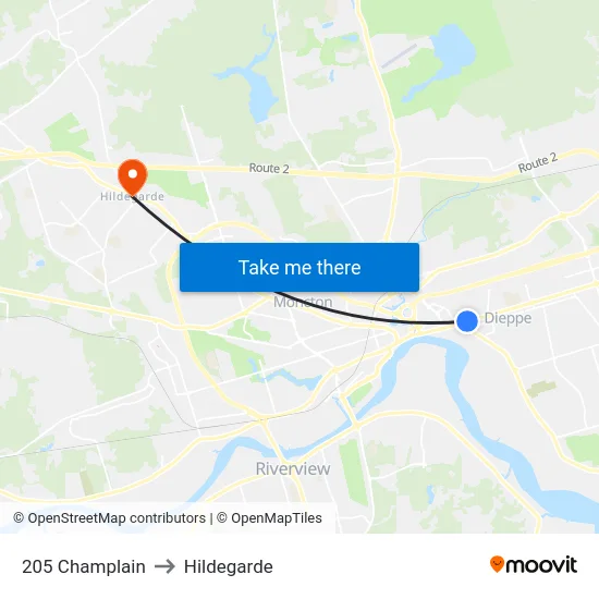 205 Champlain to Hildegarde map
