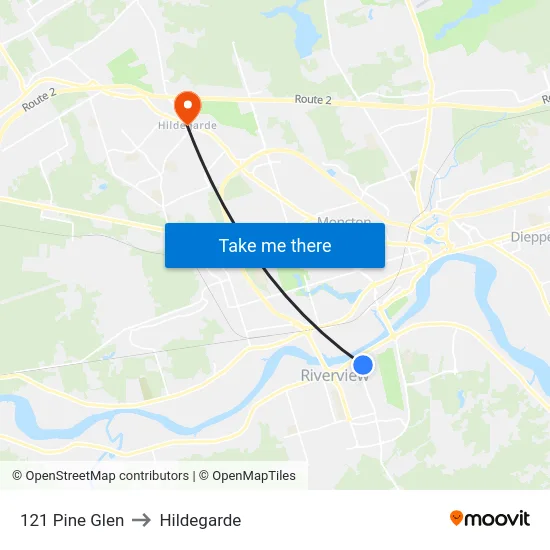 121 Pine Glen to Hildegarde map