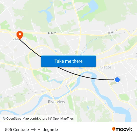 595 Centrale to Hildegarde map