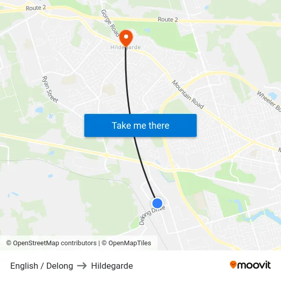 English / Delong to Hildegarde map