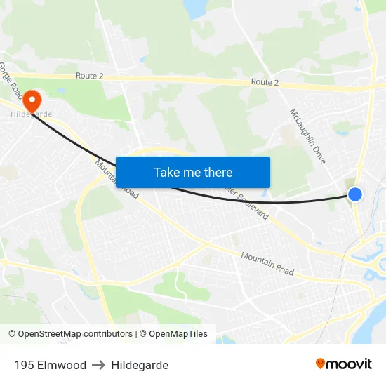 195 Elmwood to Hildegarde map