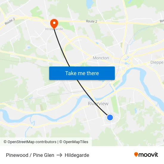 Pinewood / Pine Glen to Hildegarde map