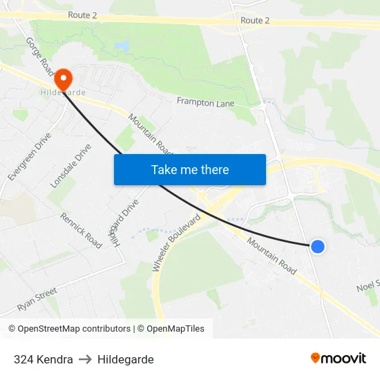 324 Kendra to Hildegarde map