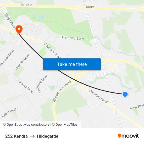 252 Kendra to Hildegarde map