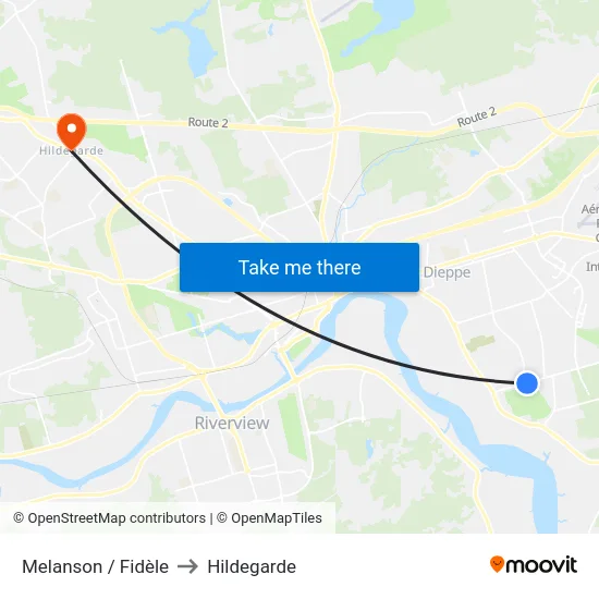 Melanson / Fidèle to Hildegarde map