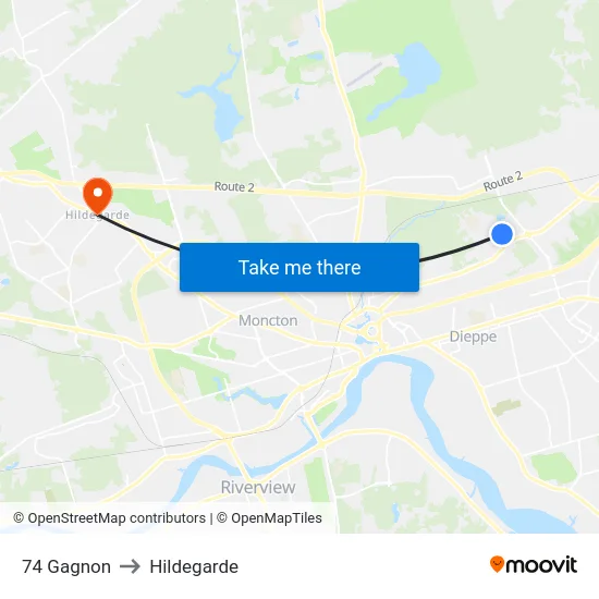 74 Gagnon to Hildegarde map