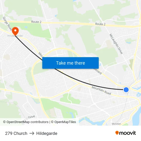 279 Church to Hildegarde map