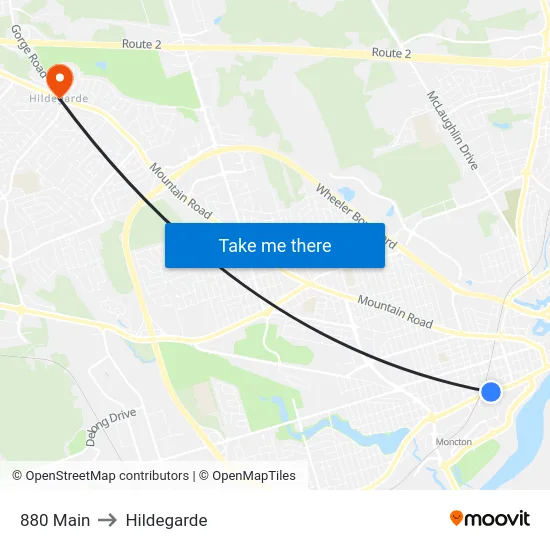 880 Main to Hildegarde map