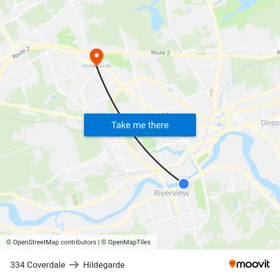 334 Coverdale to Hildegarde map