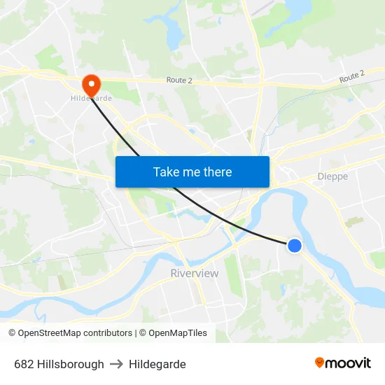 682 Hillsborough to Hildegarde map