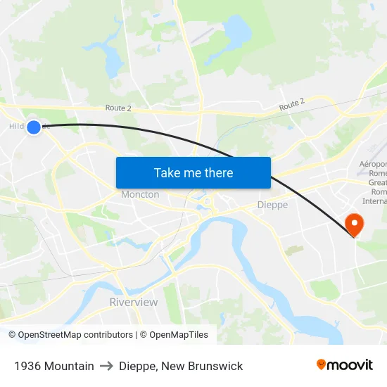 1936 Mountain to Dieppe, New Brunswick map