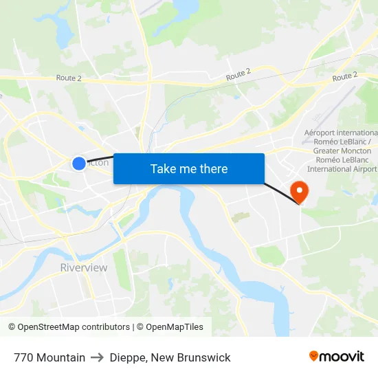 770 Mountain to Dieppe, New Brunswick map