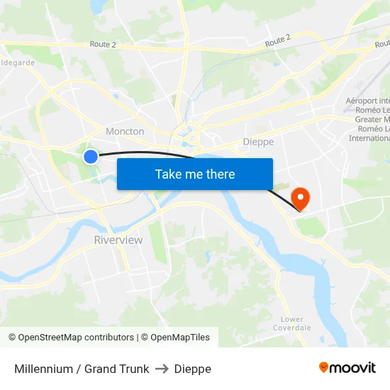 Millennium / Grand Trunk to Dieppe map