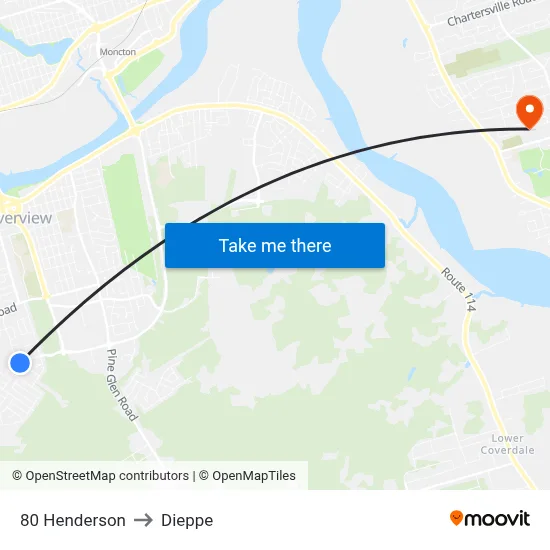 80 Henderson to Dieppe map