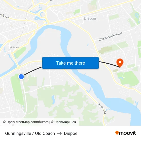 Gunningsville / Old Coach to Dieppe map