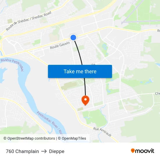760 Champlain to Dieppe map
