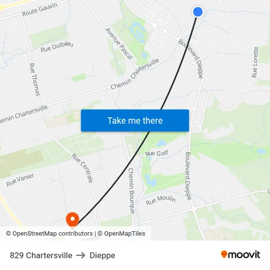 829 Chartersville to Dieppe map