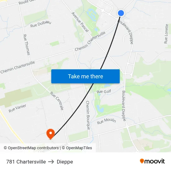 781 Chartersville to Dieppe map