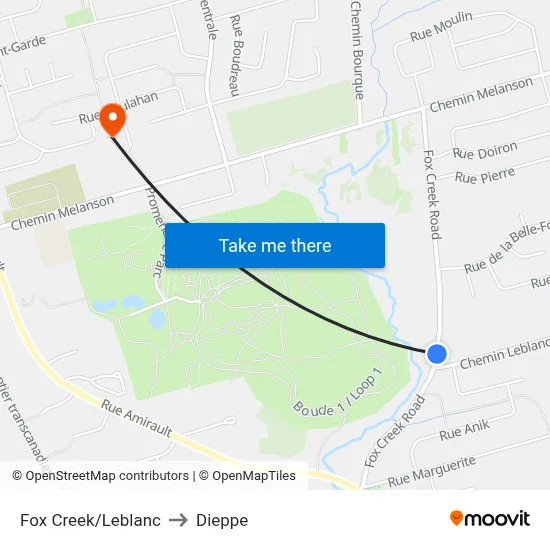 Fox Creek/Leblanc to Dieppe map
