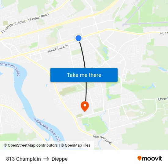 813 Champlain to Dieppe map