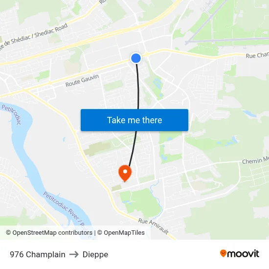 976 Champlain to Dieppe map