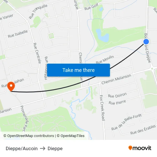 Dieppe/Aucoin to Dieppe map