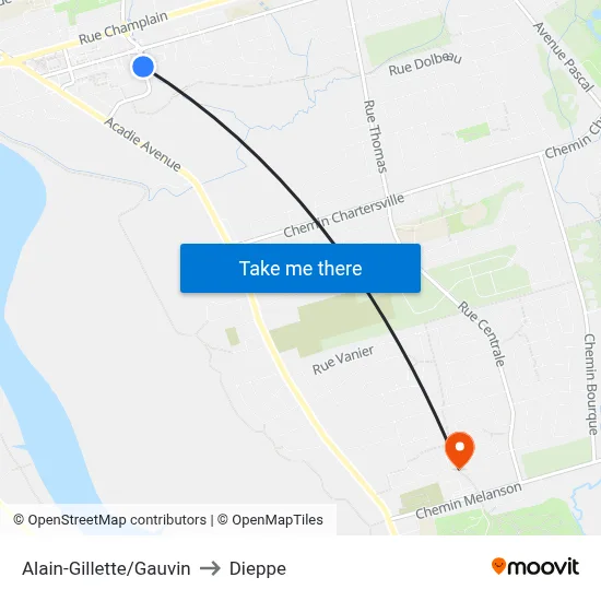 Alain-Gillette/Gauvin to Dieppe map