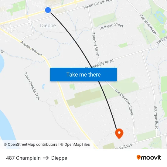 487 Champlain to Dieppe map