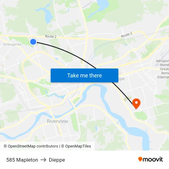 585 Mapleton to Dieppe map