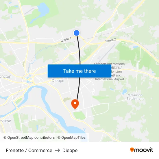 Frenette / Commerce to Dieppe map