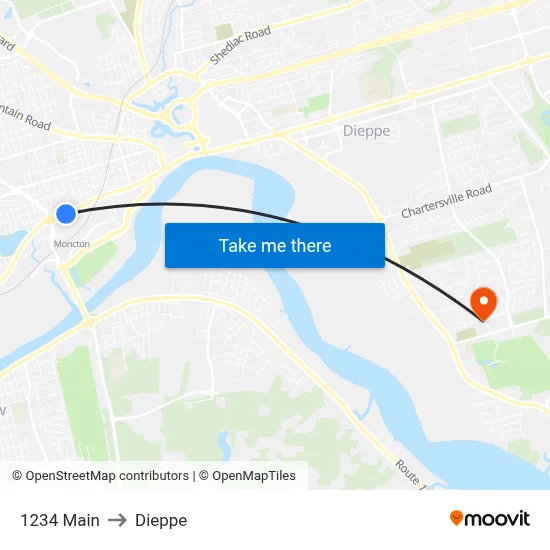 1234 Main to Dieppe map