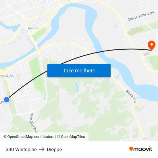 330 Whitepine to Dieppe map