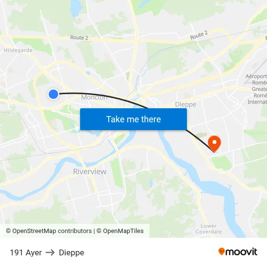 191 Ayer to Dieppe map