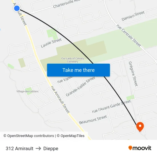 312 Amirault to Dieppe map