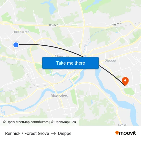 Rennick / Forest Grove to Dieppe map