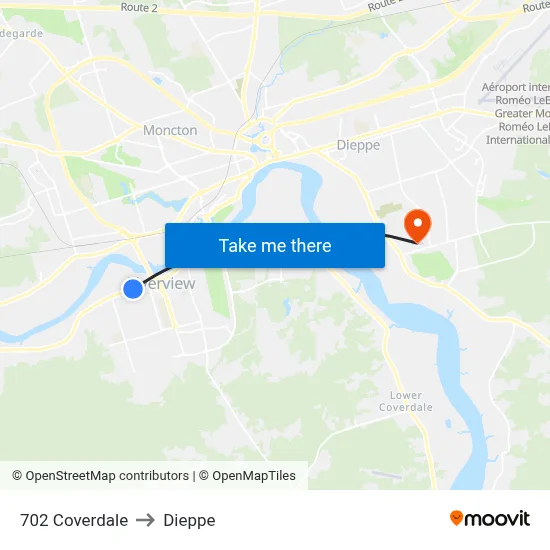 702 Coverdale to Dieppe map