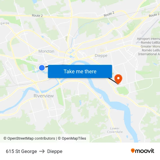 615 St George to Dieppe map