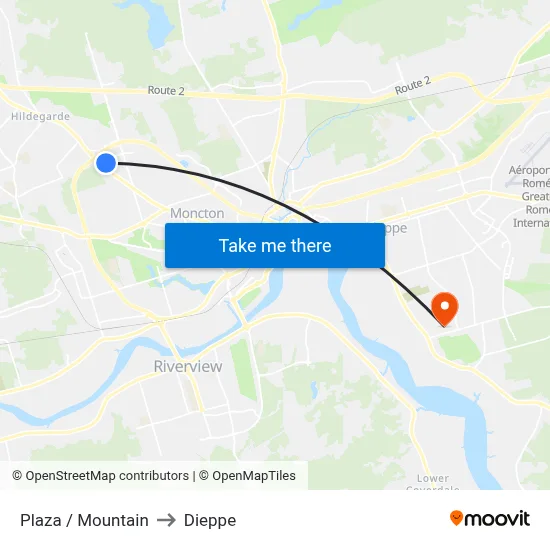 Plaza / Mountain to Dieppe map