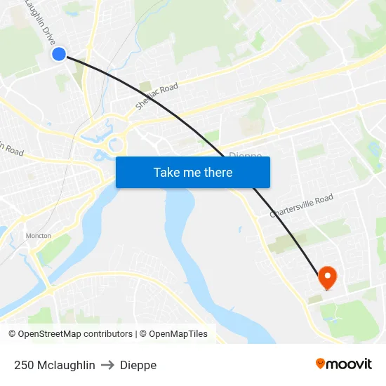 250 Mclaughlin to Dieppe map