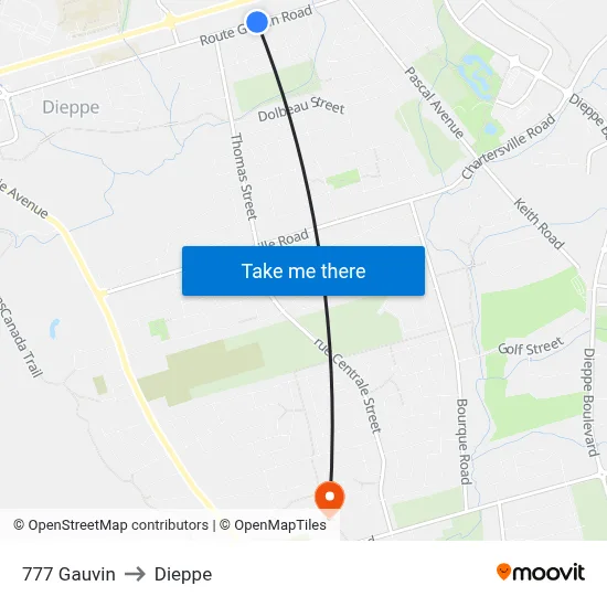 777 Gauvin to Dieppe map