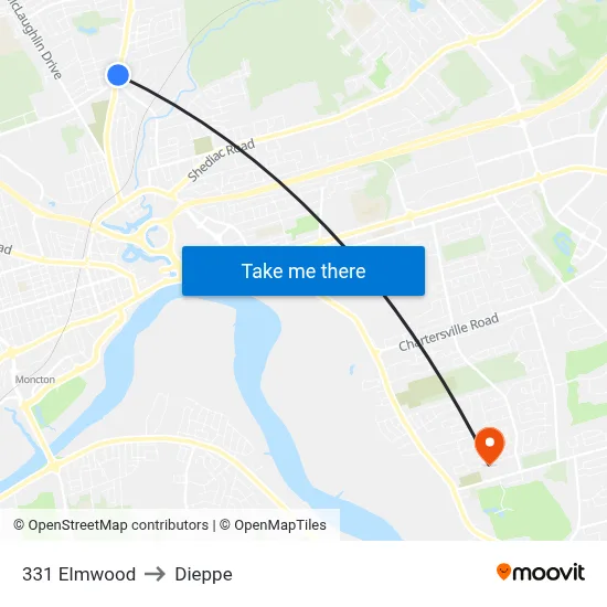 331 Elmwood to Dieppe map