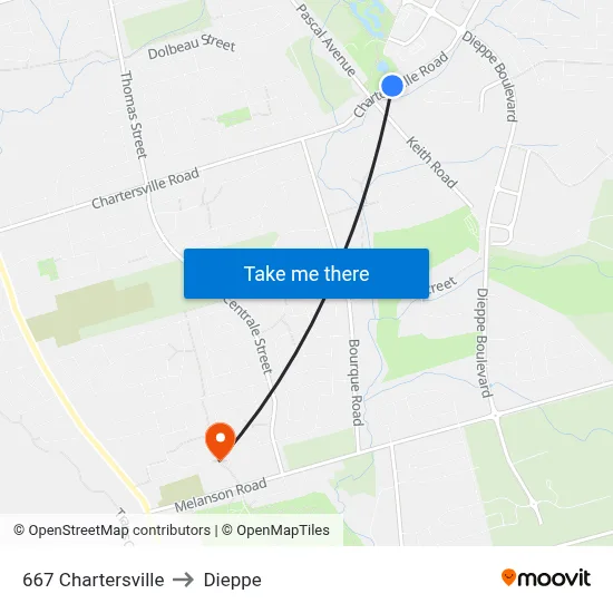 667 Chartersville to Dieppe map